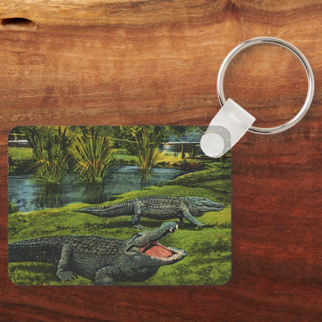 Vintage Crocodiles, Marine Life Reptiles Animals Keychain (Front)