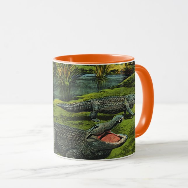 Vintage Crocodiles, Marine Life Reptiles Animals Mug (Front Right)