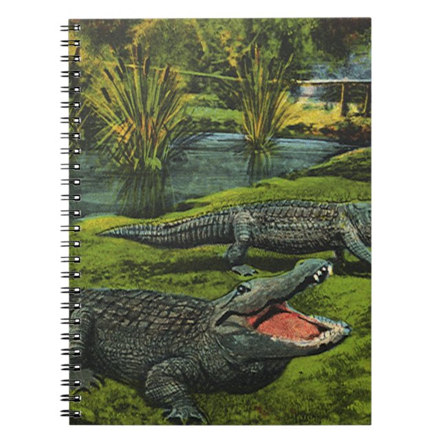 Vintage Crocodiles, Marine Life Reptiles Animals Notebook (Front)