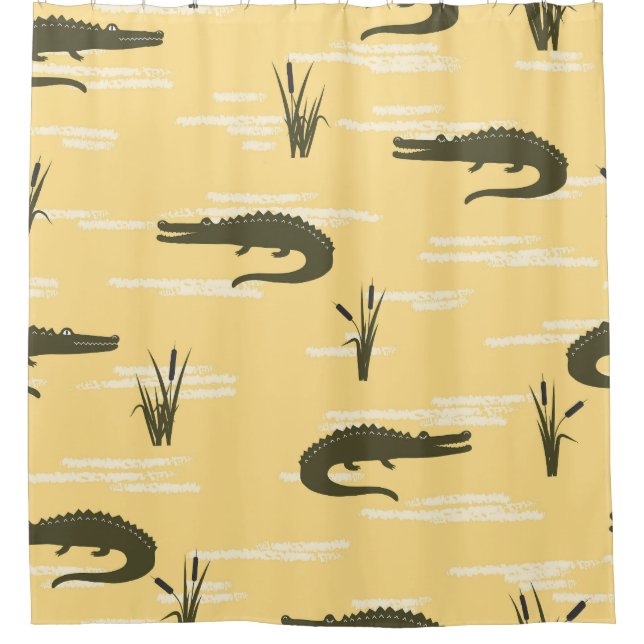 Vintage Crocodiles: Yellow Seamless Pattern (Front)