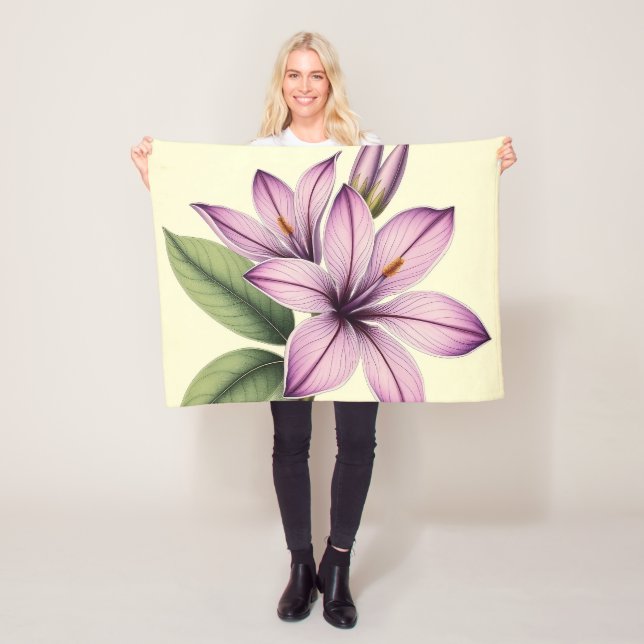 Vintage Crocus on Weathered Paper Fleece Blanket (In Situ)