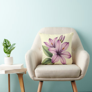 Vintage Crocus on Weathered Paper Throw Pillow