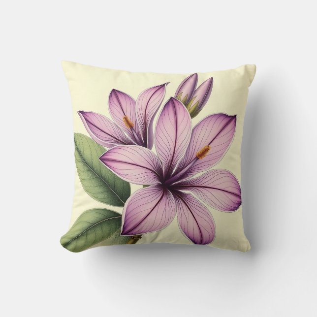 Vintage Crocus on weathered paper Throw Pillow (Front)