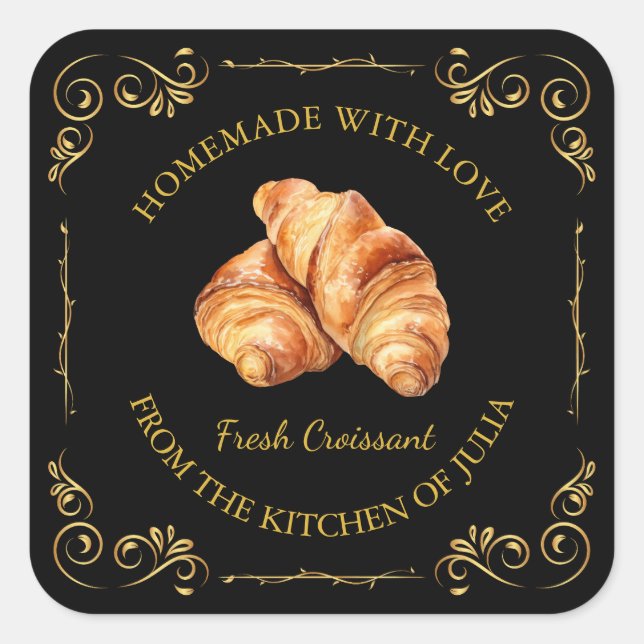 Vintage Croissant Carré fait maison Étiquette  (Devant)