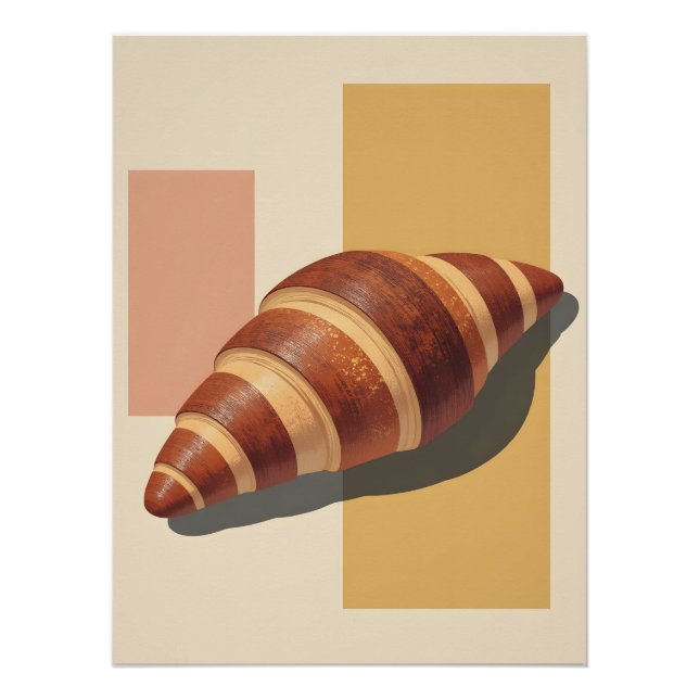 Vintage Croissant Poster – Retro Bakery Wall Art (Devant)