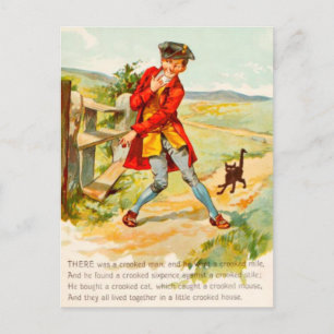 Vintage Crooked Cat, Crooked Man Postcard