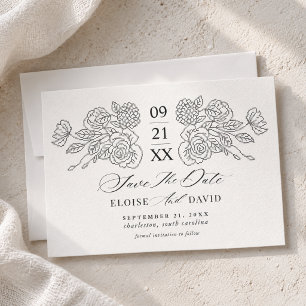 Vintage Cross Stitch Floral Heirloom Wedding Save The Date