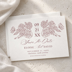 Vintage Cross Stitch Floral Heirloom Wedding Save The Date