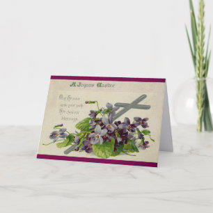 Vintage Cross With Flowers Easter Card