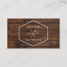 Vintage Crossed Fork Knife Logo Catering Wooden