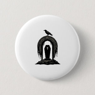 Vintage Crow Cemetery Grave Silhouette Shirt Desig 2 Inch Round Button