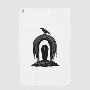 Vintage Crow Cemetery Grave Silhouette Shirt Desig Golf Towel