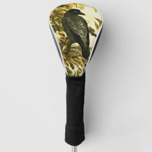Vintage Crow Perched on a branch Theo van Hoytema Golf Head Cover