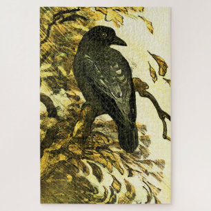 Vintage Crow Perched on a branch Theo van Hoytema Jigsaw Puzzle