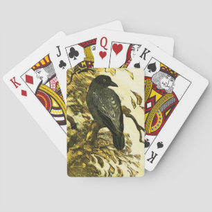 Vintage Crow Perched on a branch Theo van Hoytema Playing Cards