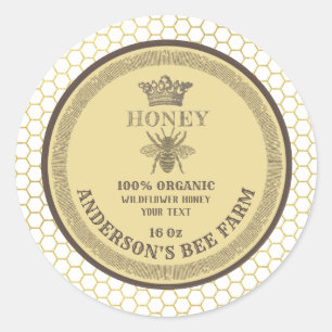 Vintage crown bee honey jar label