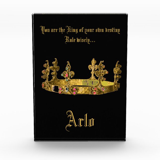 Vintage Crown Gift Personalized Photo Block (Front)