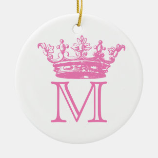 Vintage Crown Monogram Ceramic Ornament