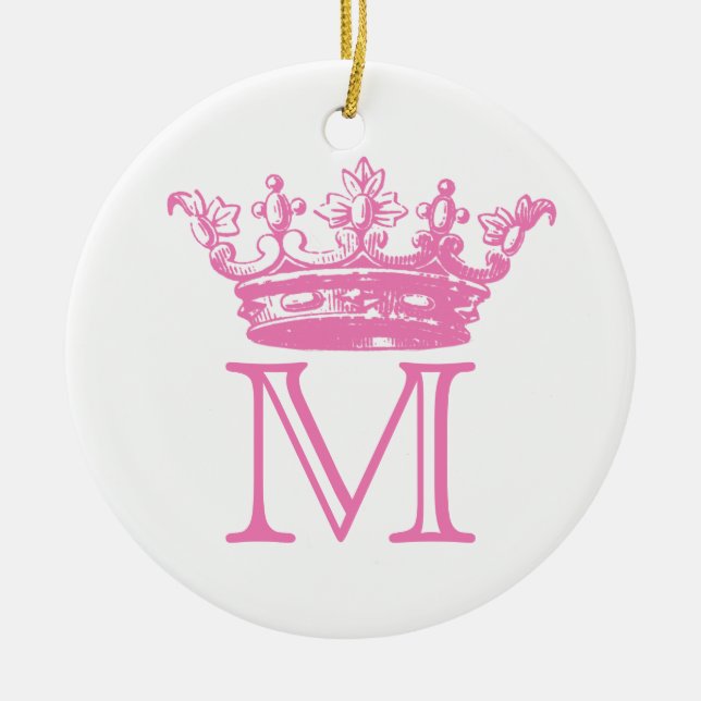 Vintage Crown Monogram Ceramic Ornament (Front)