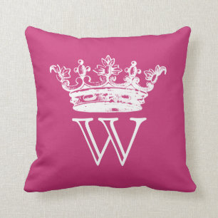Vintage Crown Monogram Throw Pillow