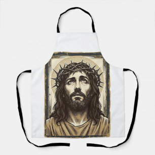 Vintage Crown of Thorns Religious Portrait Apron