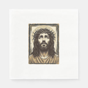 Vintage Crown of Thorns Religious Portrait Napkin