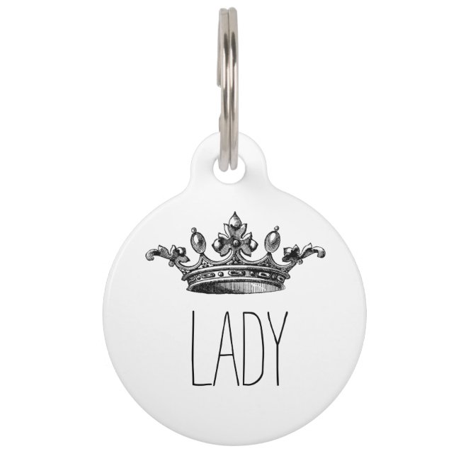 Vintage crown, personalised pet tag (Front)