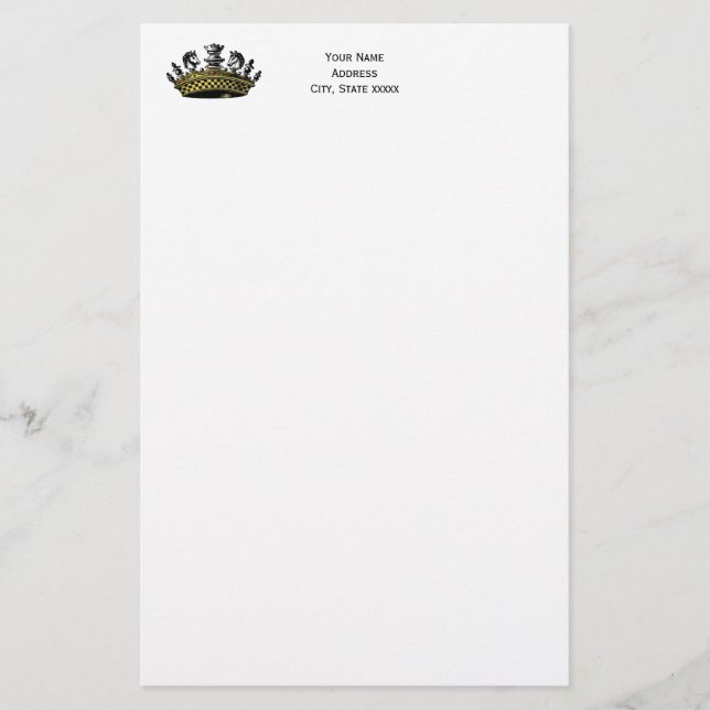 Vintage Crown With Chess Pieces Colour Stationery (Front)
