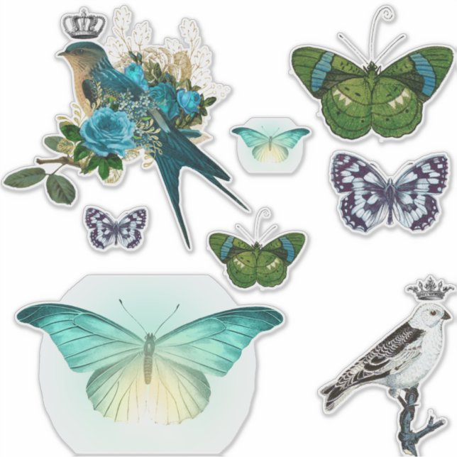 Vintage Crowned Birds & Butterflies (Front)