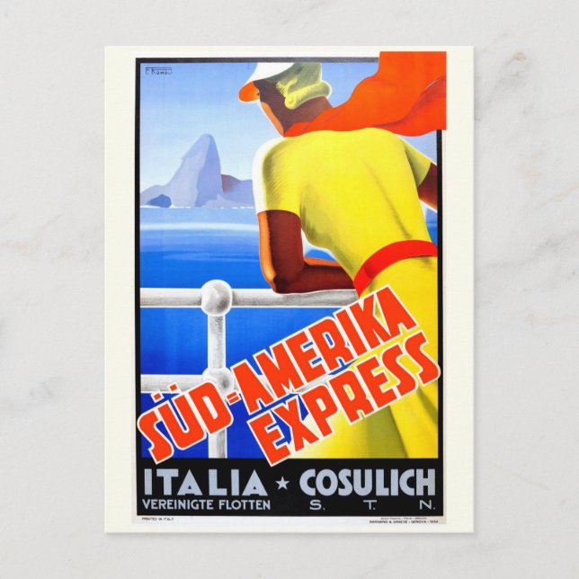 Vintage Cruise Italy Tourism Travel Postcard (Front)