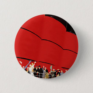 Vintage Cruise Ship Passengers Waving Goodbye 2 Inch Round Button