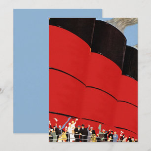 Vintage Cruise Ship Passengers Waving Goodbye  Invitation