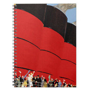 Vintage Cruise Ship Passengers Waving Goodbye Notebook