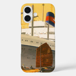 Vintage Cruise Ship to the Orient with Junks Boats iPhone 16 Case