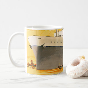 Vintage Cruise Ship to the Orient with Junks Boats Coffee Mug