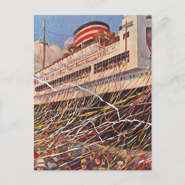 Vintage Cruise Ship Vacation; Bon Voyage Party! Postcard (Front)