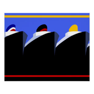 Vintage Cruise Ships Art Deco Poster
