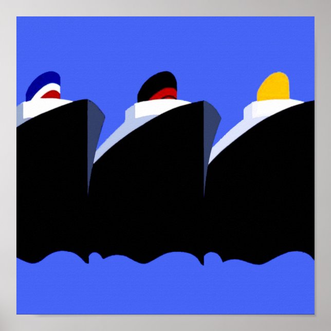 Vintage Cruise Ships Art Deco Poster (Front)