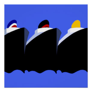 Vintage Cruise Ships Art Deco Poster