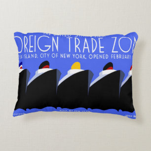 Vintage Cruise Ships Art Deco Poster Accent Pillow