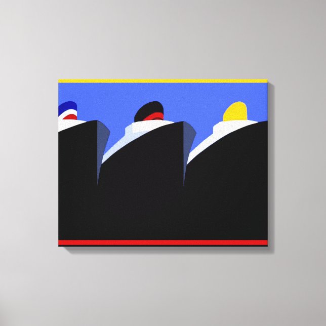 Vintage Cruise Ships Art Deco Poster Canvas Print (Front)