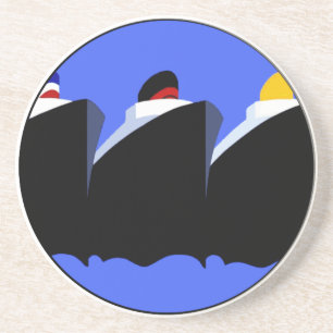 Vintage Cruise Ships Art Deco Poster Coaster
