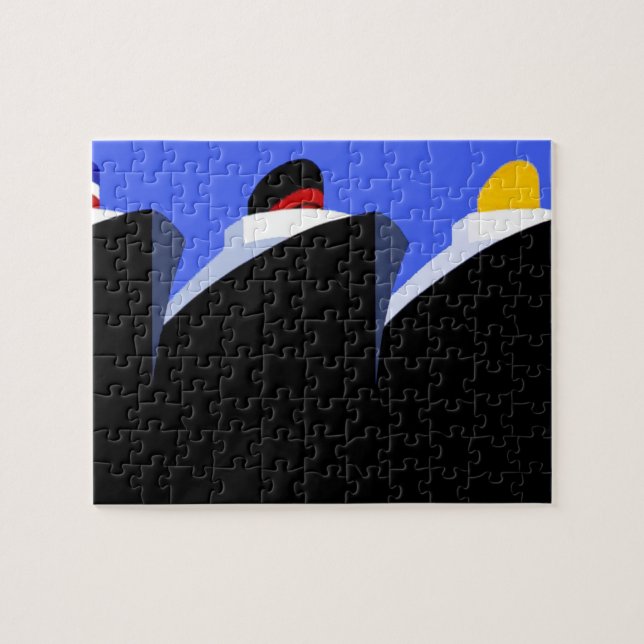 Vintage Cruise Ships Art Deco Poster Jigsaw Puzzle (Horizontal)