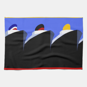 Vintage Cruise Ships Art Deco Poster Kitchen Towel