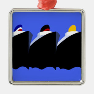 Vintage Cruise Ships Art Deco Poster Metal Ornament