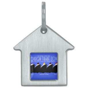 Vintage Cruise Ships Art Deco Poster Pet ID Tag