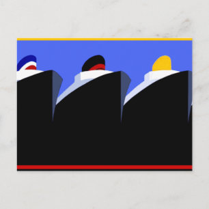 Vintage Cruise Ships Art Deco Poster Postcard