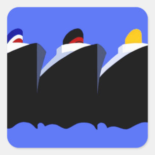 Vintage Cruise Ships Art Deco Poster Square Sticker