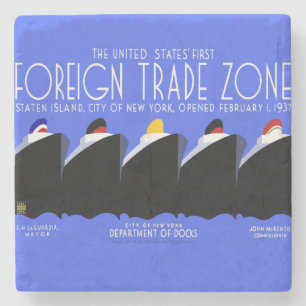 Vintage Cruise Ships Art Deco Poster Stone Coaster