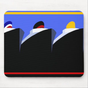 Vintage Cruise Ships Poster WPA Art Artwork Mouse Pad